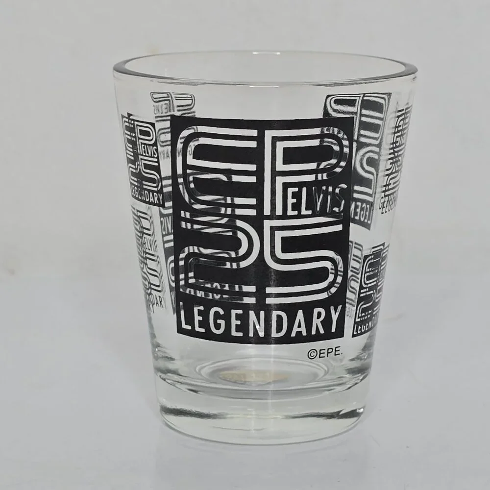 Elvis Presley Legendary 25th Anniversary Glass‎ Souvenir Shot Glass EPE Bar Ware